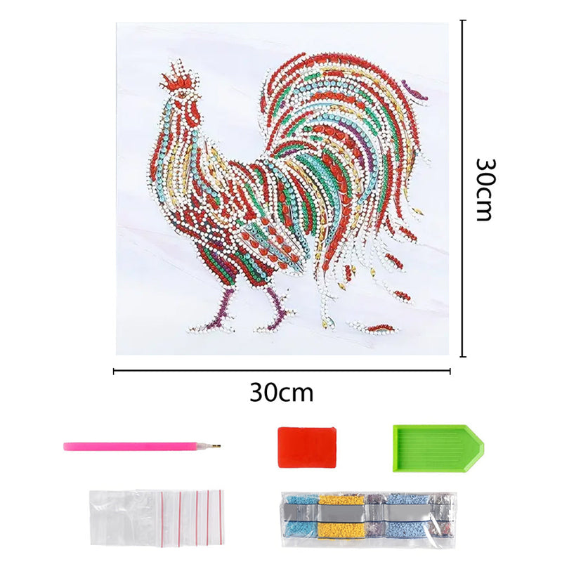 Broderie Diamant Lumineux de Forme Spéciale Coq Coloré