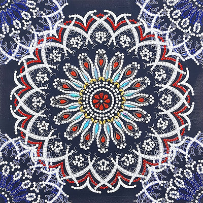 Broderie Diamant Lumineux de Forme Spéciale Mandala Lotus Rouge et Bleu