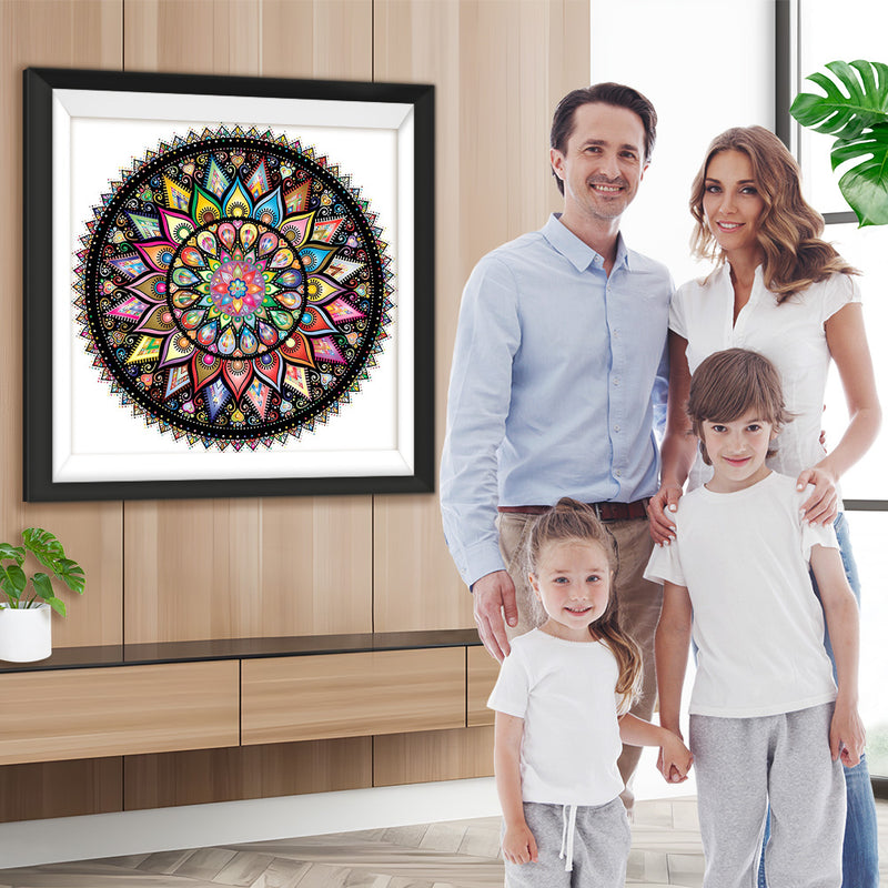 Mandala en Dégradé de Rouge et de Noir Broderie Diamant