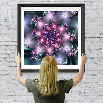 Mandala Rose Lumineux Broderie Diamant