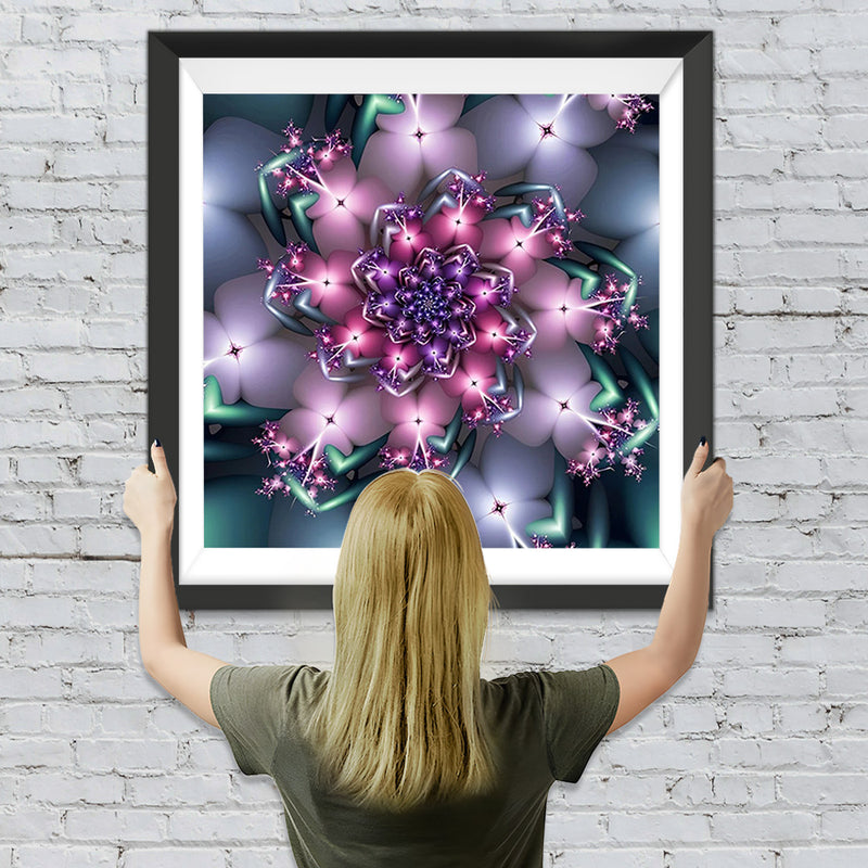 Mandala Rose Lumineux Broderie Diamant