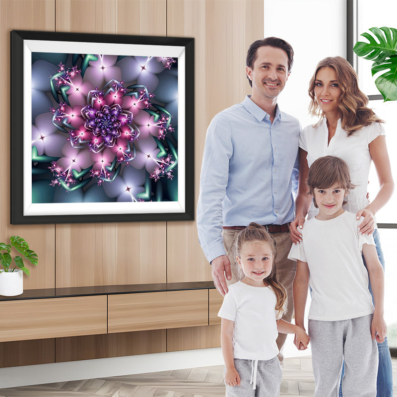 Mandala Rose Lumineux Broderie Diamant