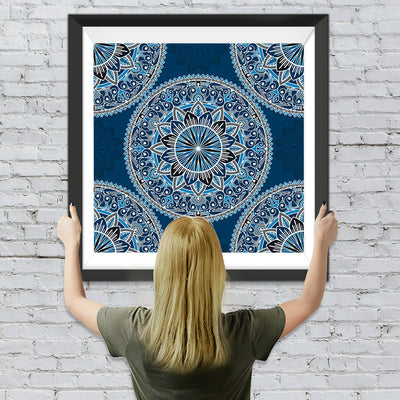 Joli Mandala Bleu Broderie Diamant
