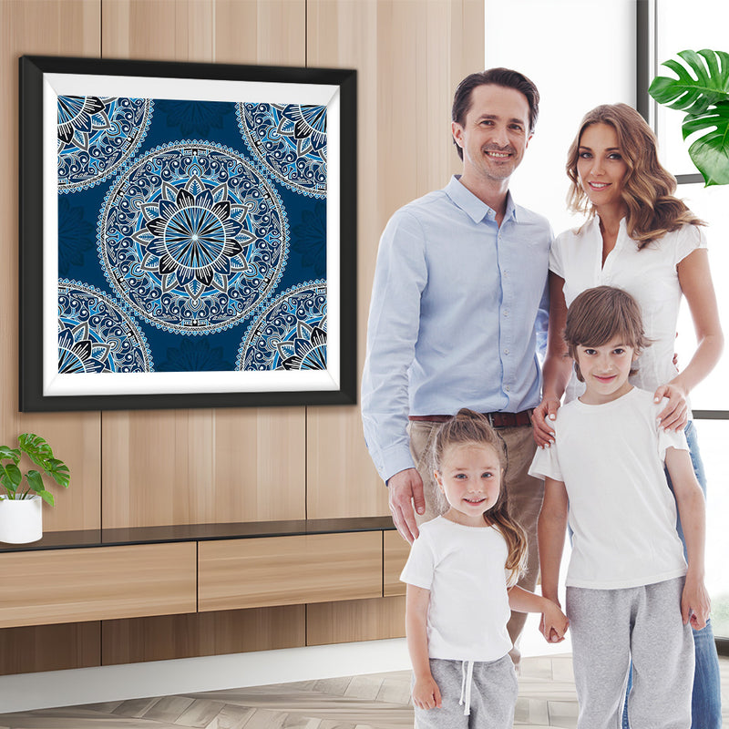 Joli Mandala Bleu Broderie Diamant