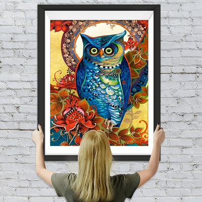 Hibou Bleu Magnifique Broderie Diamant