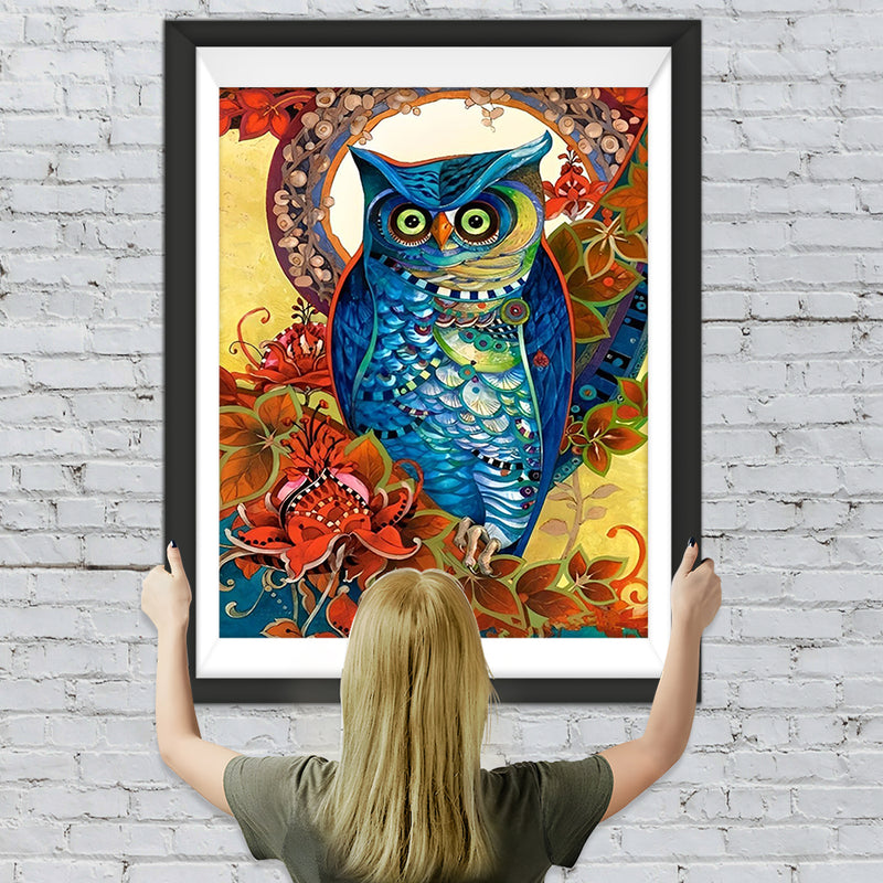 Hibou Bleu Magnifique Broderie Diamant