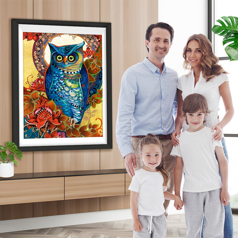Hibou Bleu Magnifique Broderie Diamant