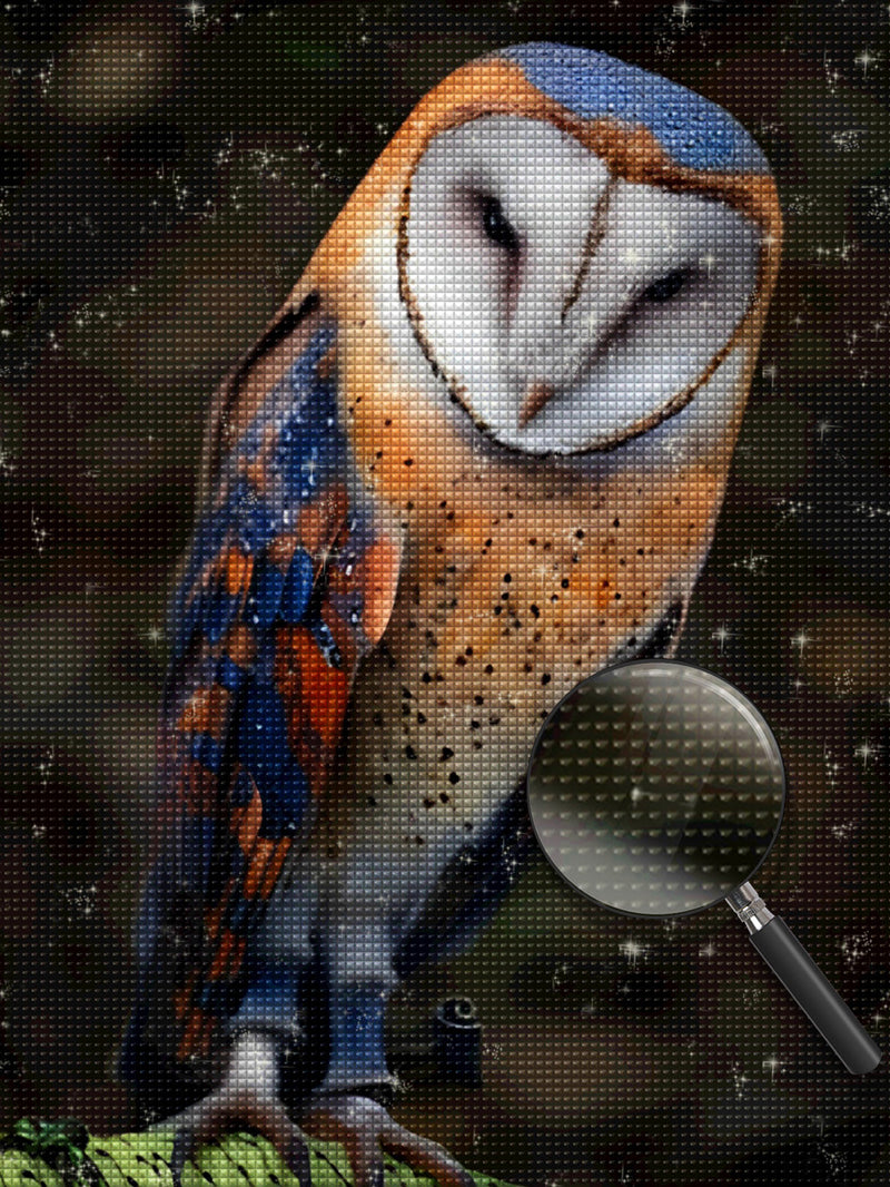 Hibou Orange et Bleu Broderie Diamant