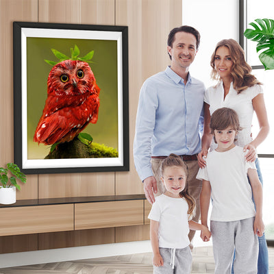 Petit Hibou Rouge Broderie Diamant