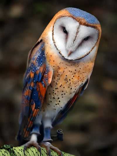 Hibou Orange et Bleu Broderie Diamant