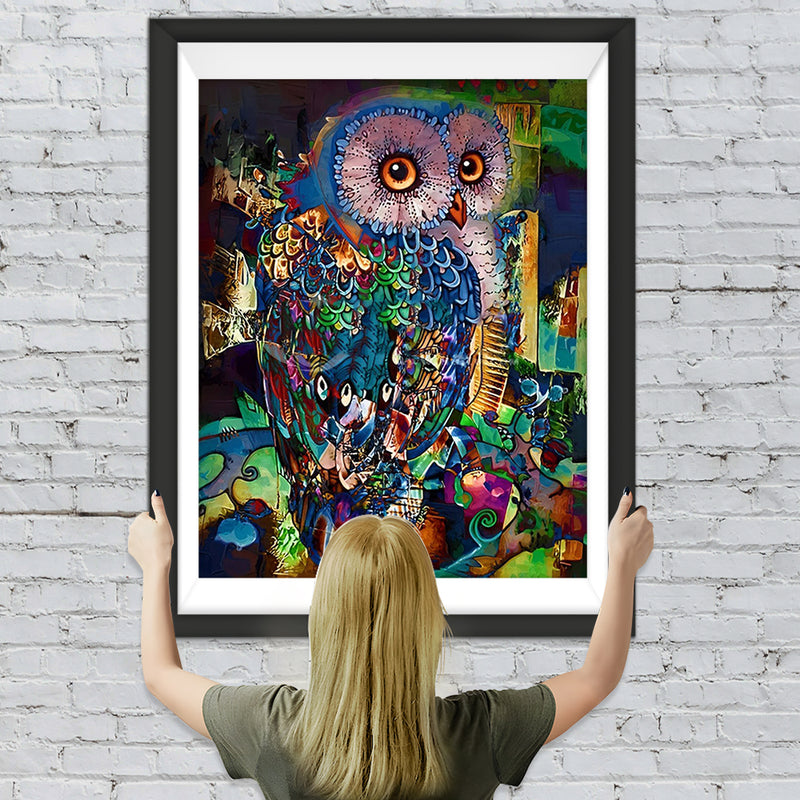 Hibou en Couleurs Variés Broderie Diamant