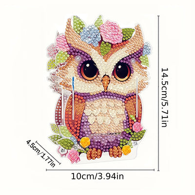 Porte-Stylo Hibou Avec Fleurs Broderie Diamant