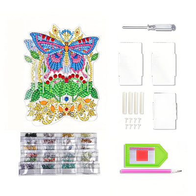 Porte-Stylo Papillon et Feuilles Broderie Diamant