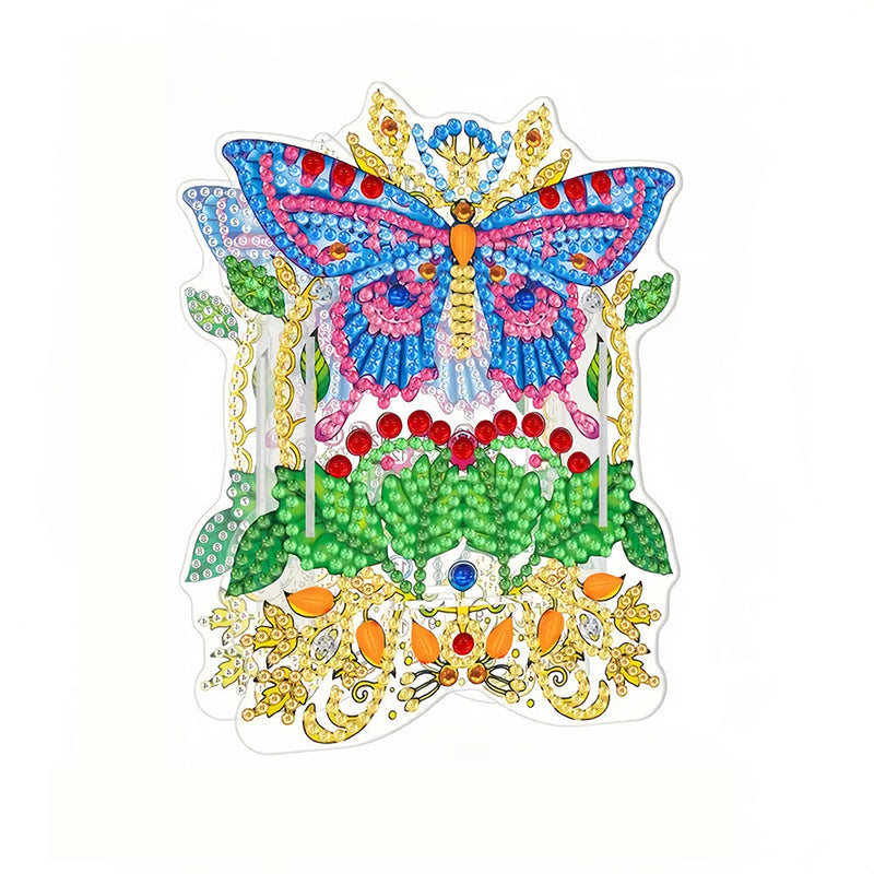 Porte-Stylo Papillon et Feuilles Broderie Diamant