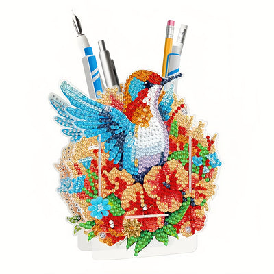 Porte-Stylo Oiseau à Fleurs Broderie Diamant