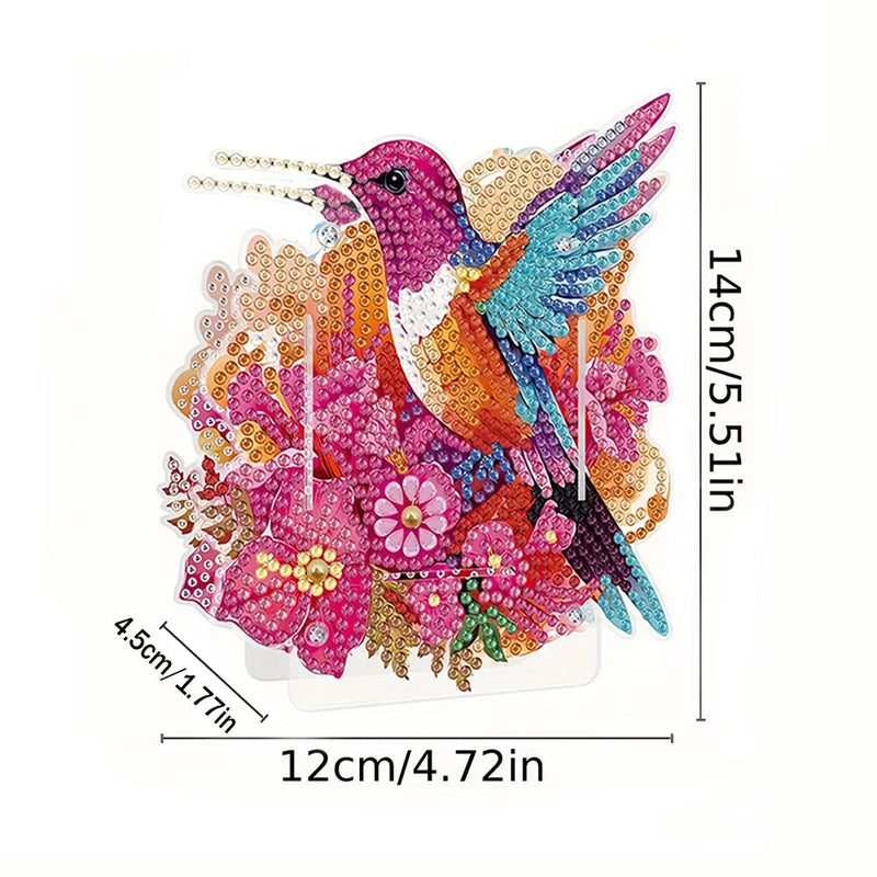 Porte-Stylo Colibri à Fleurs Rouges Broderie Diamant