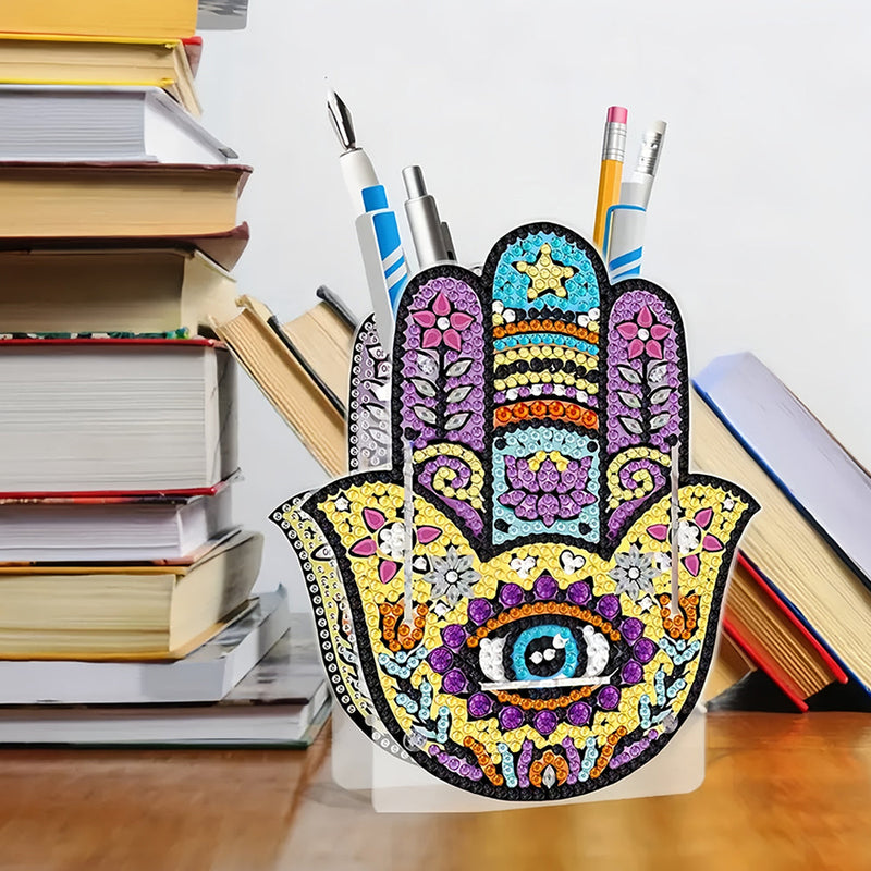 Porte-Stylo Main de Hamsa Broderie Diamant