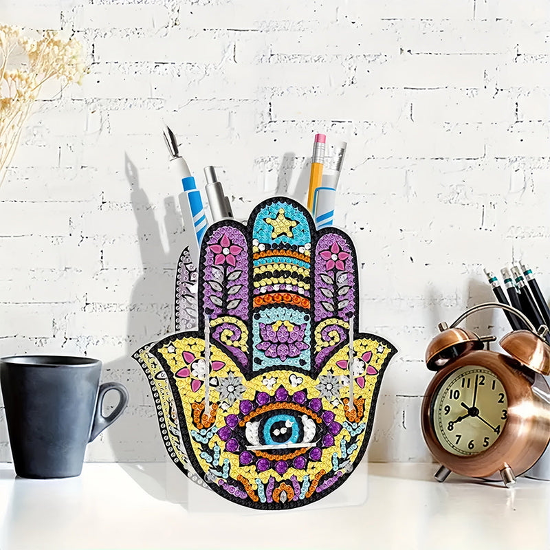 Porte-Stylo Main de Hamsa Broderie Diamant