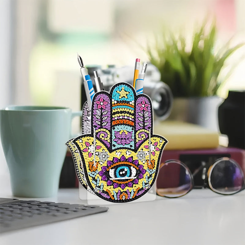 Porte-Stylo Main de Hamsa Broderie Diamant