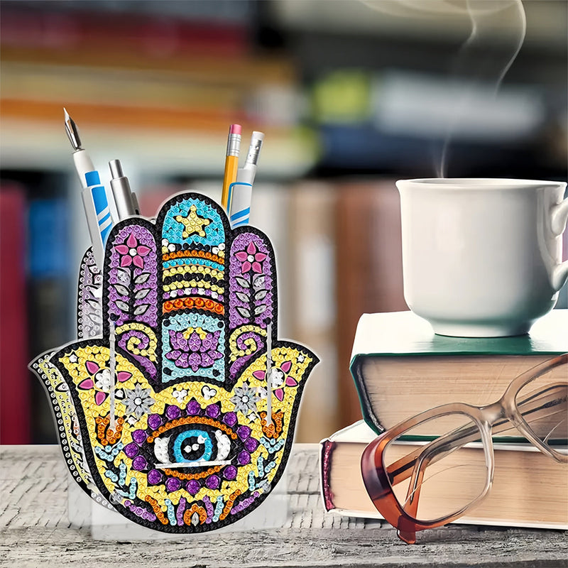 Porte-Stylo Main de Hamsa Broderie Diamant