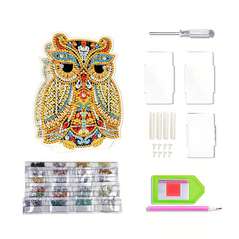 Porte-Stylo Hibou Doré Broderie Diamant