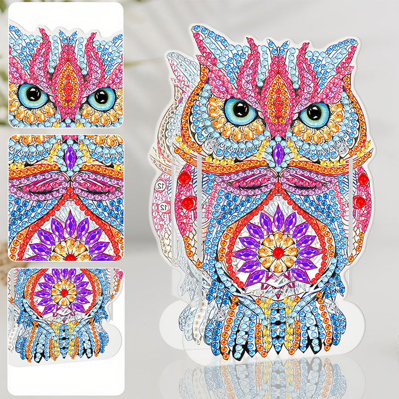 Porte-Stylo Hibou Rose Broderie Diamant