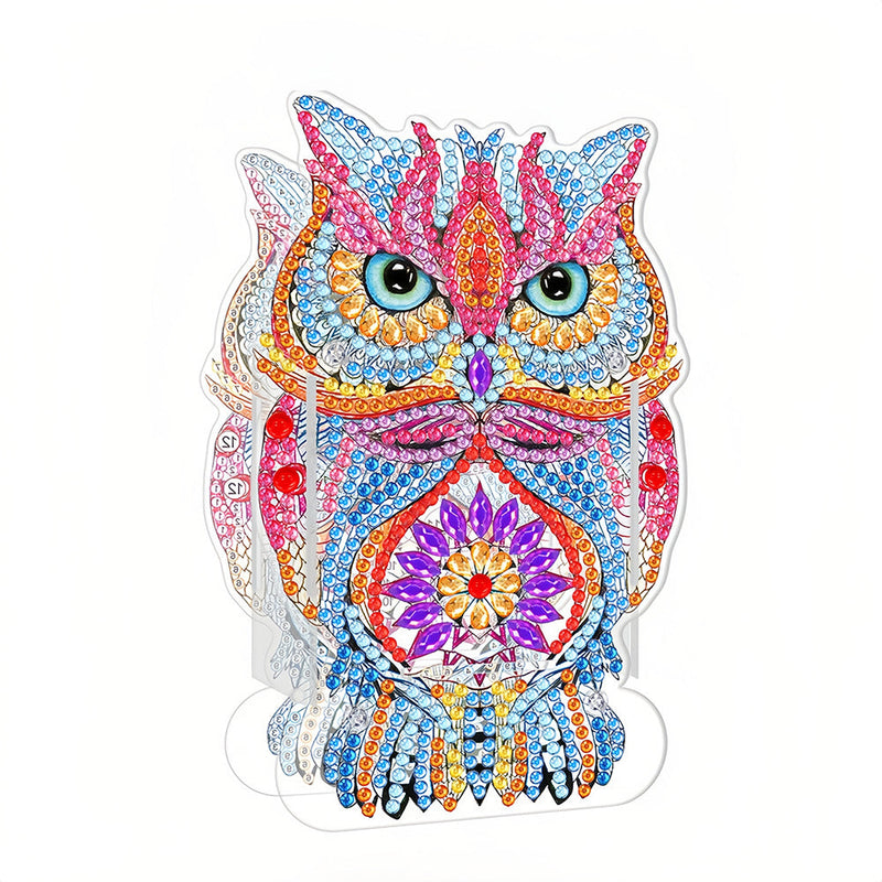 Porte-Stylo Hibou Rose Broderie Diamant