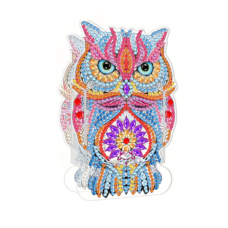 Porte-Stylo Hibou Rose Broderie Diamant