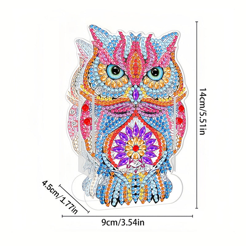 Porte-Stylo Hibou Rose Broderie Diamant