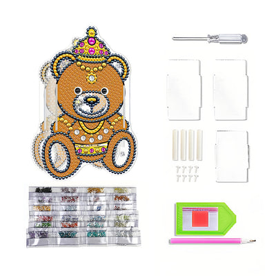 Porte-Stylo Marron Ours Broderie Diamant