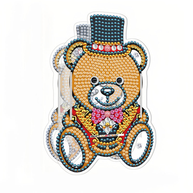 Porte-Stylo Marron Ours Avec Chapeau Broderie Diamant