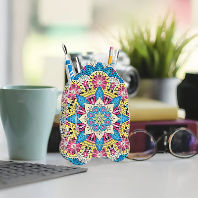 Porte-Stylo à Motif Mandala Coloré Broderie Diamant