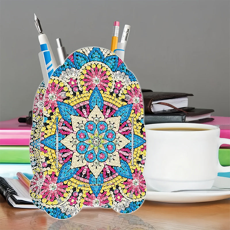 Porte-Stylo à Motif Mandala Coloré Broderie Diamant