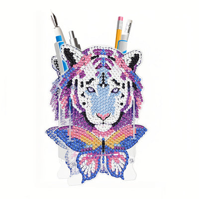 Porte-Stylo Tigre et Papillon Broderie Diamant