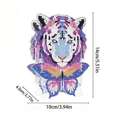 Porte-Stylo Tigre et Papillon Broderie Diamant