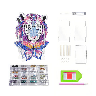 Porte-Stylo Tigre et Papillon Broderie Diamant