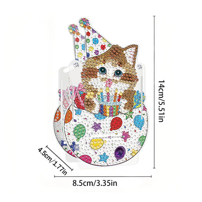 Porte-Stylo Chat d'Anniversaire Broderie Diamant