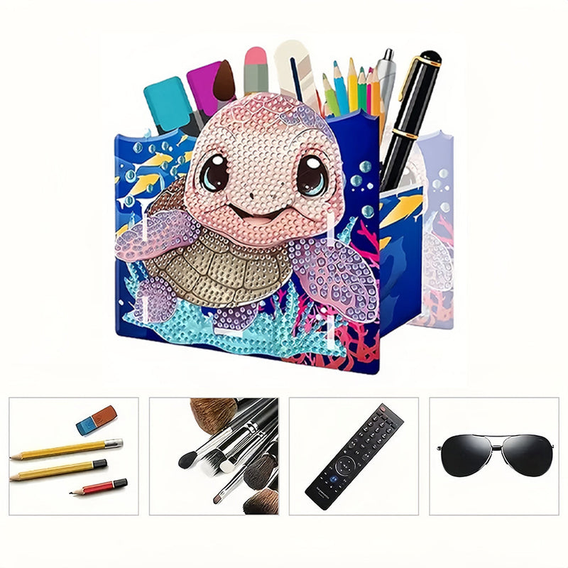 Porte-Stylo Petite Tortue Mignonne Broderie Diamant