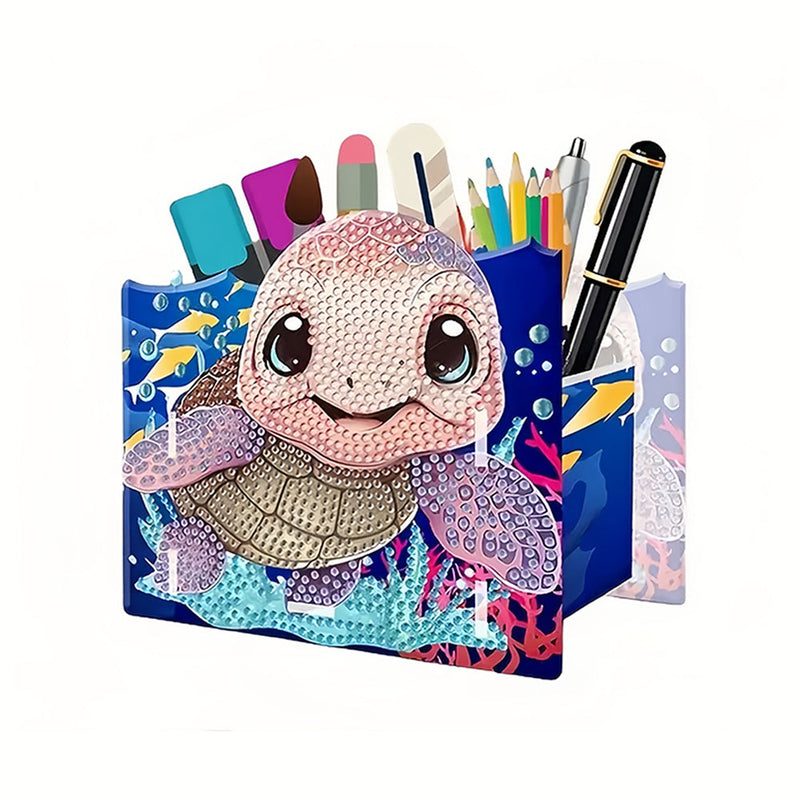 Porte-Stylo Petite Tortue Mignonne Broderie Diamant