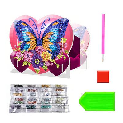 Porte-Stylo Papillon en Cœur Broderie Diamant