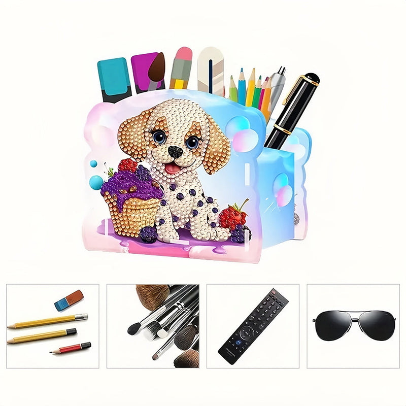 Porte-Stylo Chien Mignon et Glace Broderie Diamant