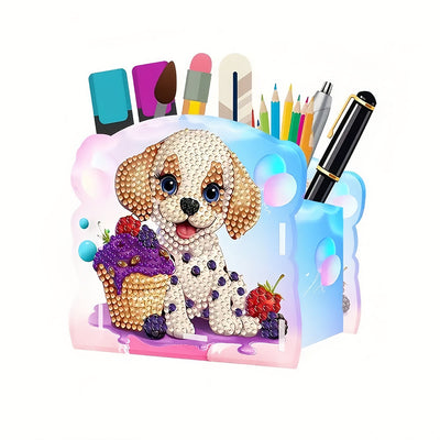 Porte-Stylo Chien Mignon et Glace Broderie Diamant