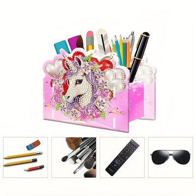 Porte-Stylo Licorne et Cœur Broderie Diamant