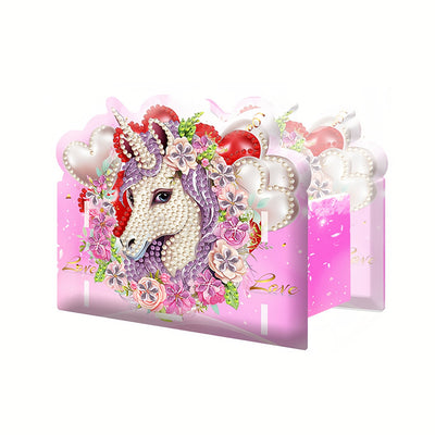 Porte-Stylo Licorne et Cœur Broderie Diamant