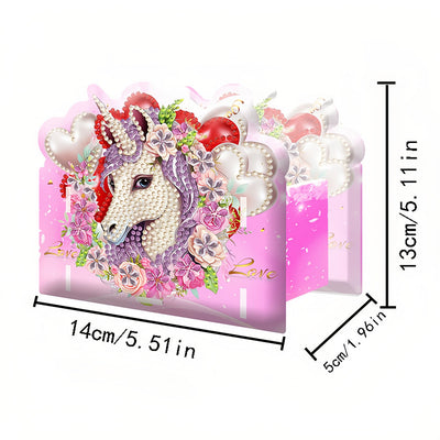 Porte-Stylo Licorne et Cœur Broderie Diamant