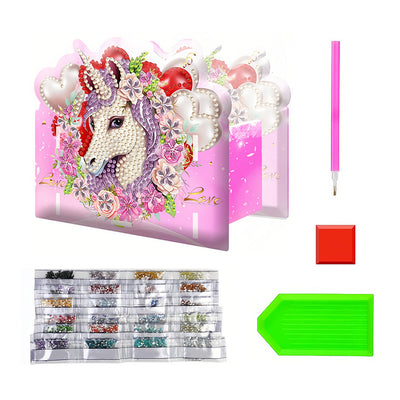 Porte-Stylo Licorne et Cœur Broderie Diamant