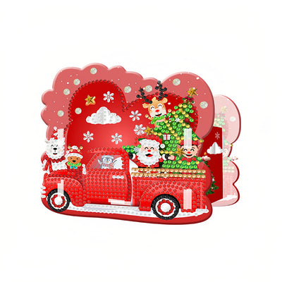 Porte-Stylo Voiture Rouge de Noël Broderie Diamant