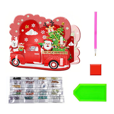 Porte-Stylo Voiture Rouge de Noël Broderie Diamant