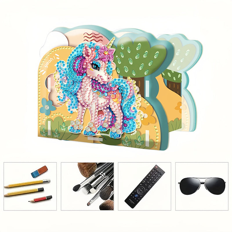 Porte-Stylo Licorne Rose dans La Forêt Broderie Diamant