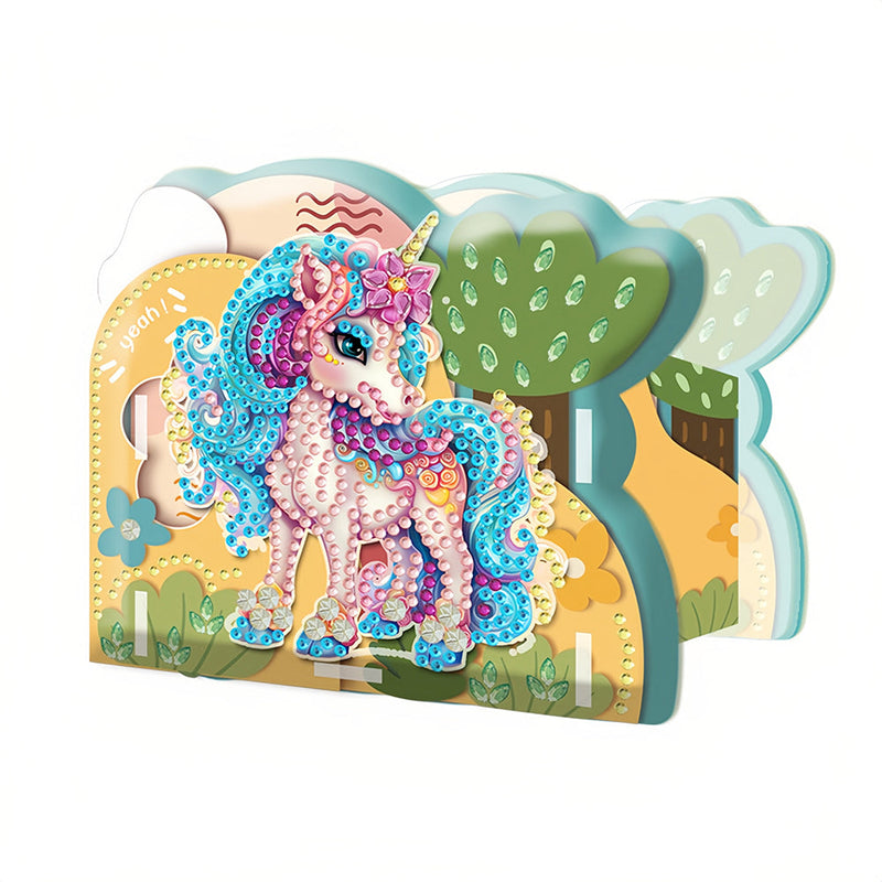 Porte-Stylo Licorne Rose dans La Forêt Broderie Diamant